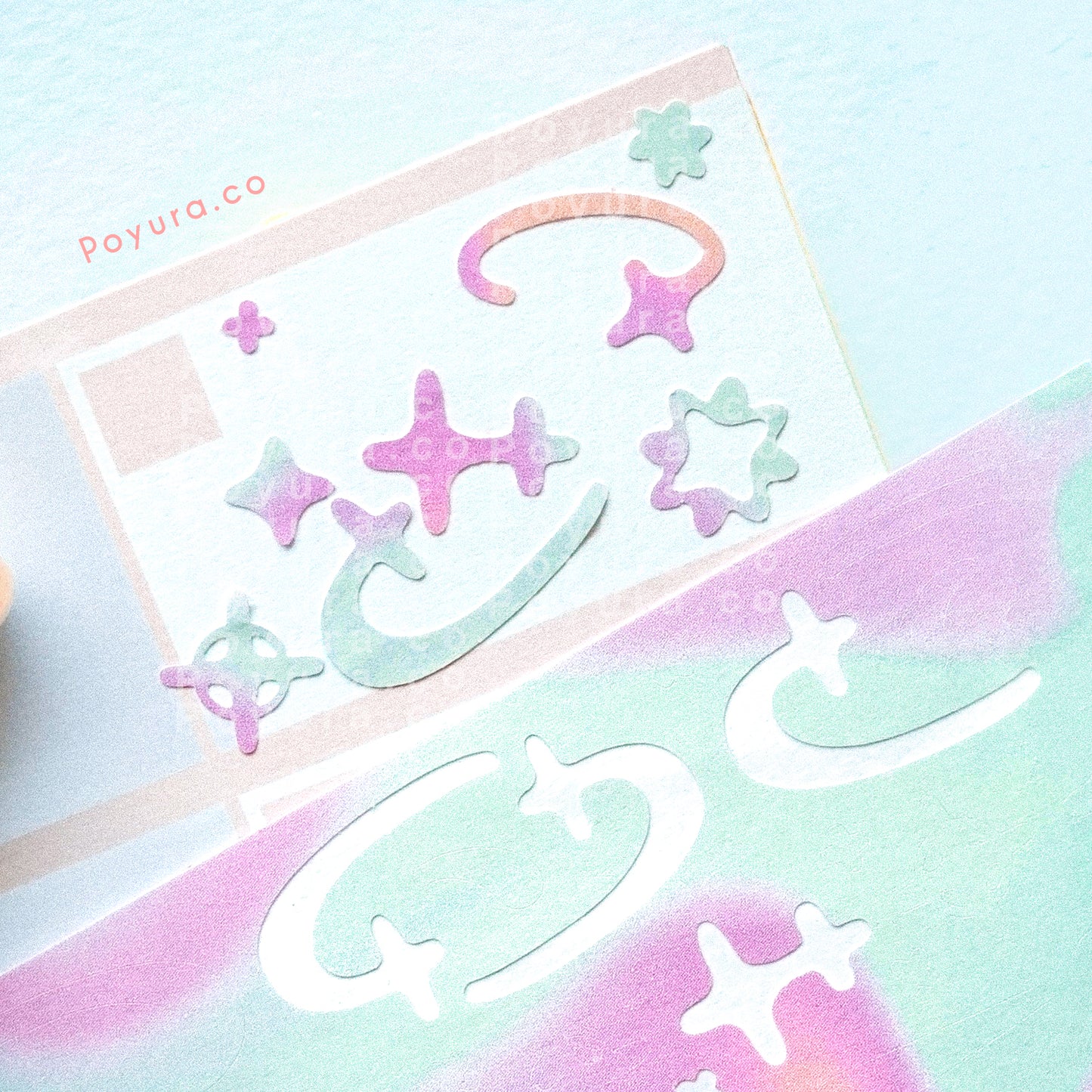 Shooting star deco sticker colorway color palette korean photocard toploader penpal bujo journal planner sticker sheet tiny confetti gold silver foil foiled sticker sparkle moon shine comet space planet twinkle