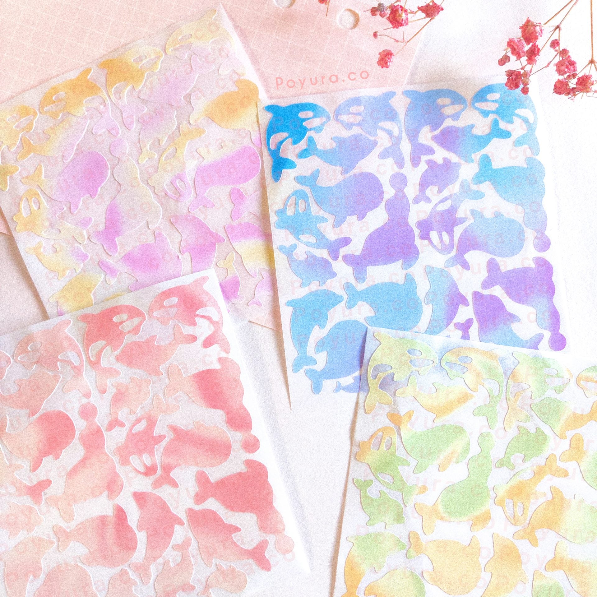 Whale animal orca dolphin shark whale seal fish sea cute polco deco kpop journal mini sticker sheet