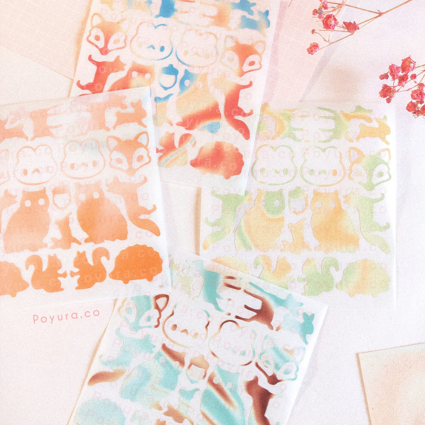 Forest woodland animal fox owl bunny squirrel acorn deer bambi cute polco deco kpop journal mini sticker sheet