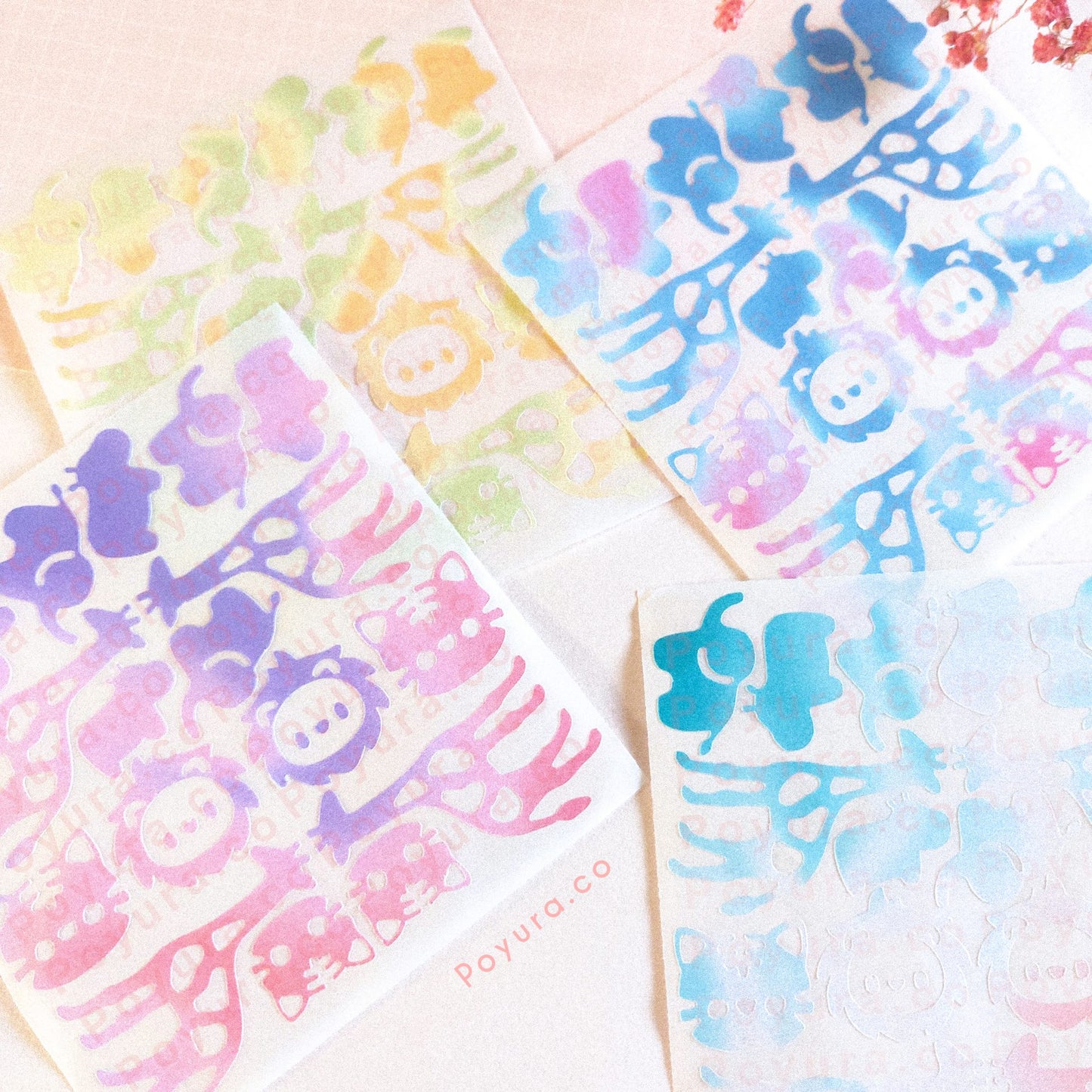 Safari animal giraffe lion tiger elephant hippo cute polco deco kpop journal mini sticker sheet