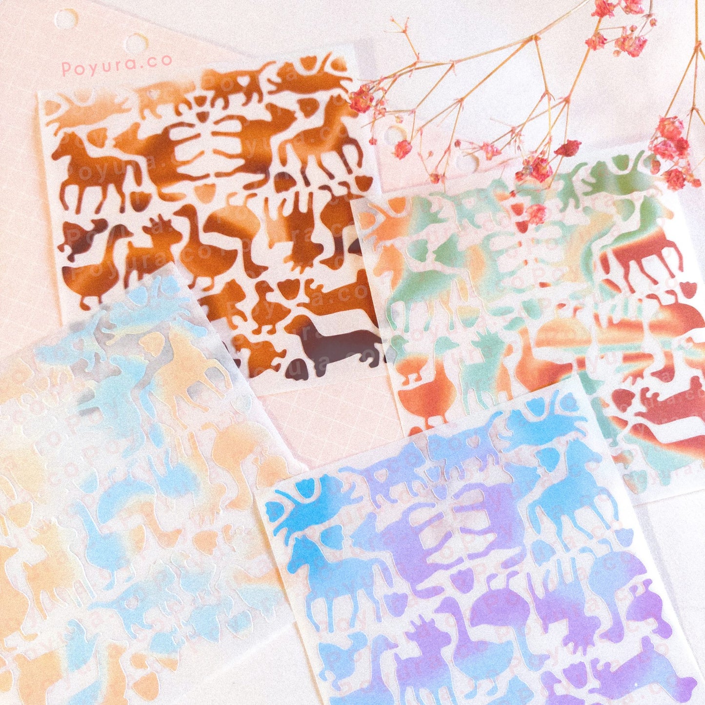Farm animal horse cat dog duck goose cute polco deco kpop journal mini sticker sheet