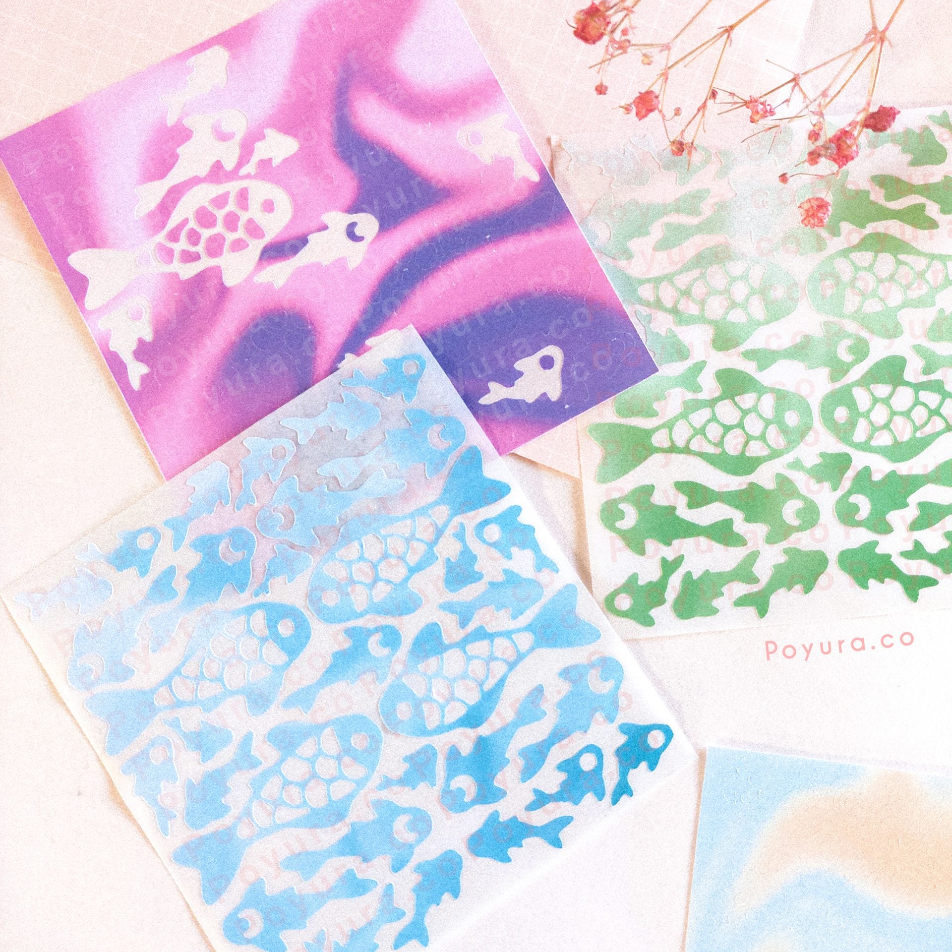 Koi fish water pond sea animal moon luck cute polco deco kpop journal mini sticker sheet