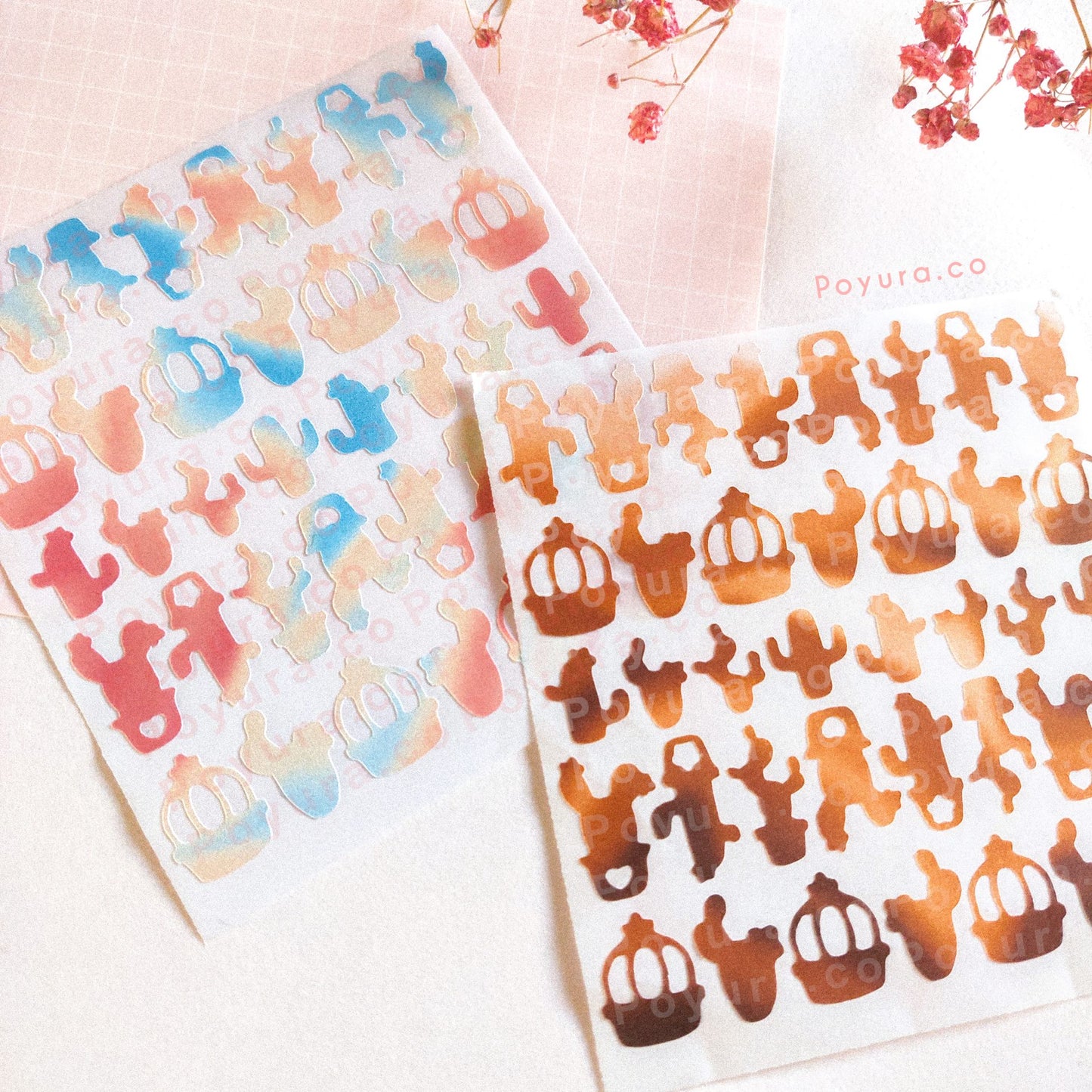 Cactus flower houseplant plant leaf leaves floral cute polco deco kpop journal mini sticker sheet