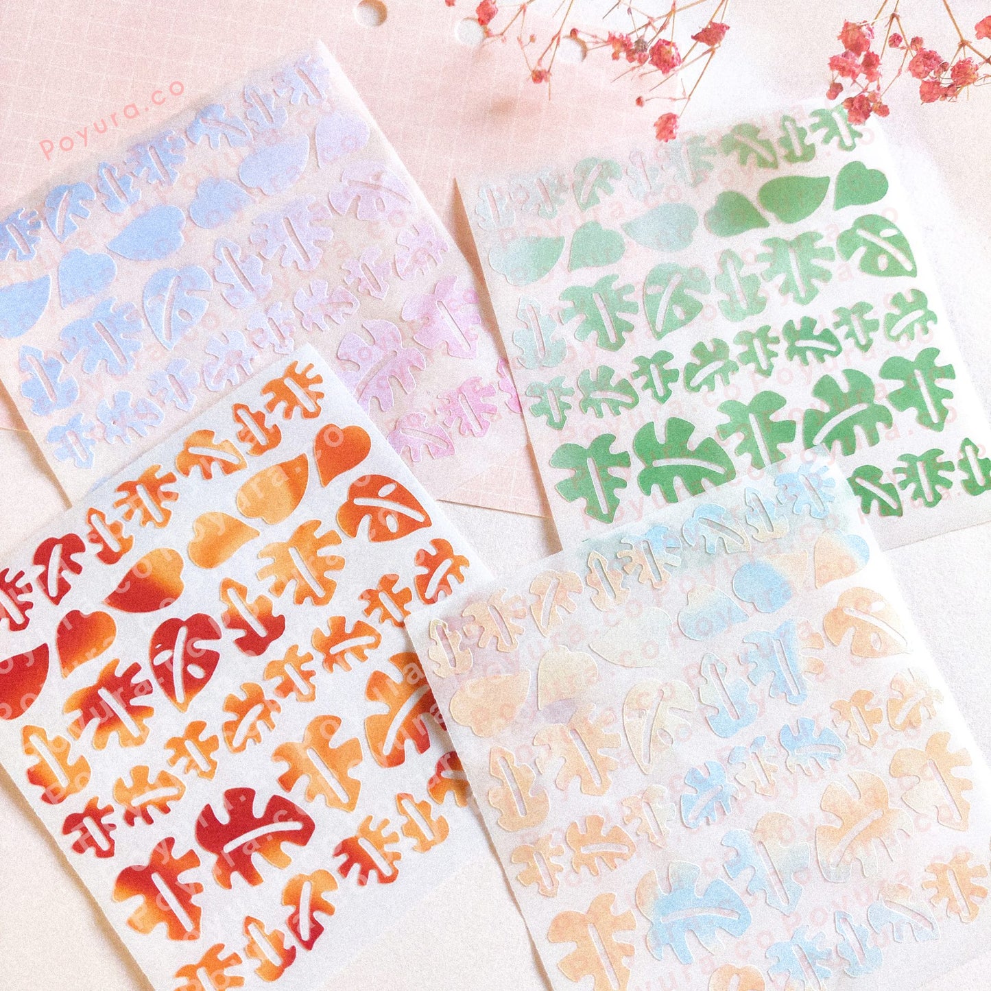 Monstera plant leaf leaves floral flower cute polco deco kpop journal mini sticker sheet