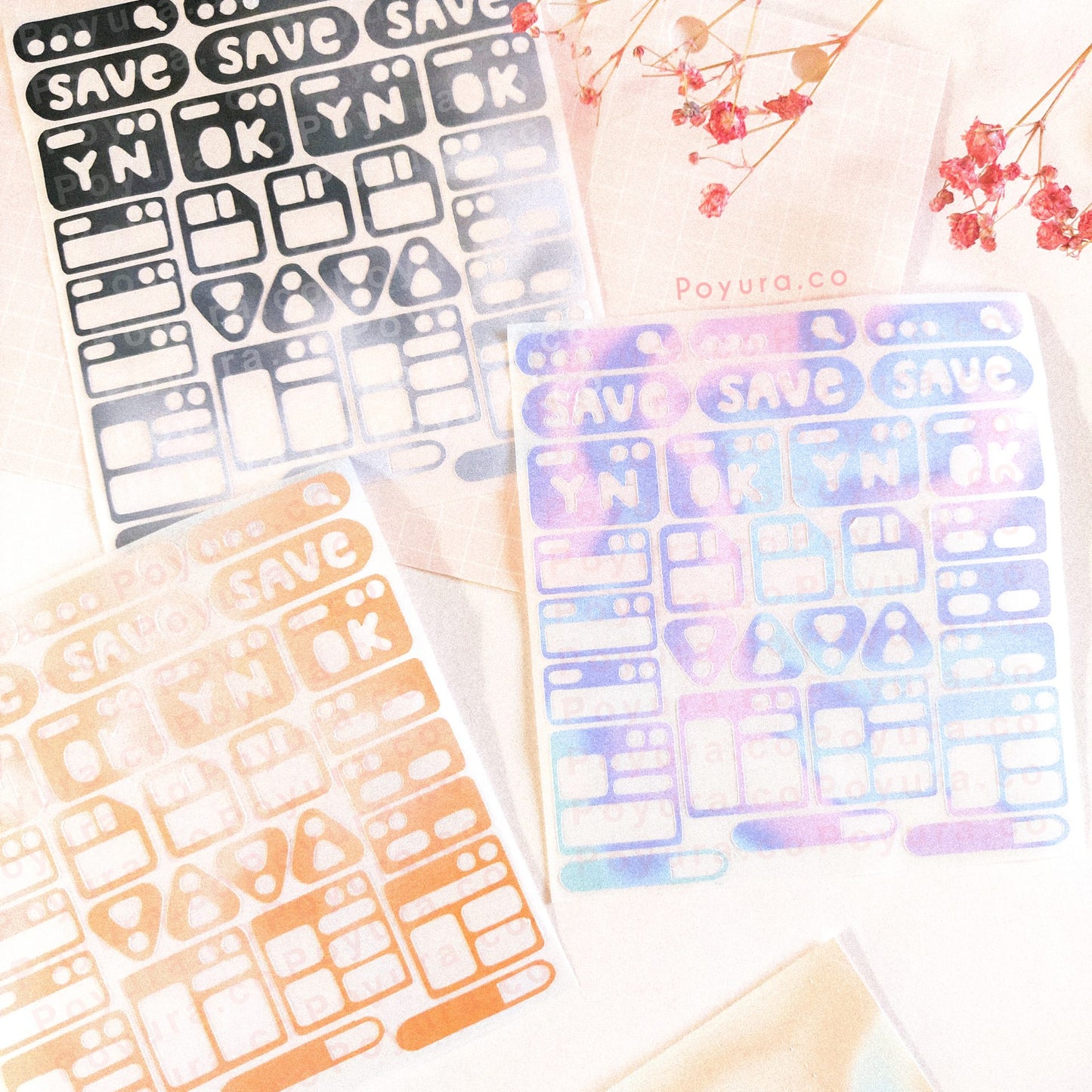 Tech core computer pc windows save cute polco deco kpop journal mini sticker sheet