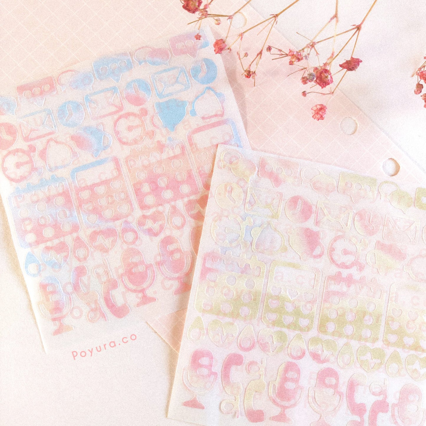 Tech core apps calculator calendar mic alarm mail message chat cute polco deco kpop journal mini sticker sheet
