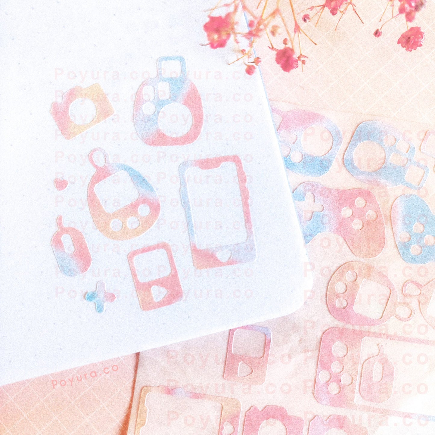 Tech device tamagotchi phone camera mouse game console switch polaroid cute polco deco kpop journal mini sticker sheet