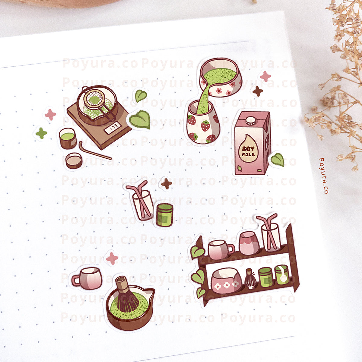 Matcha Home Cafe Sticker Sheet