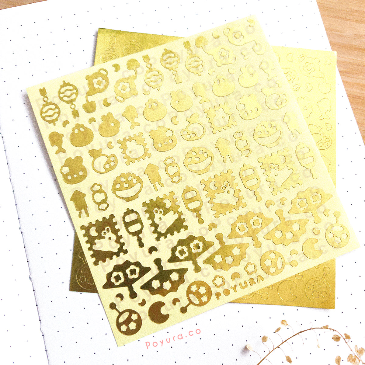 Borderless filler sticker with Lunar New Year cutouts in gold foil