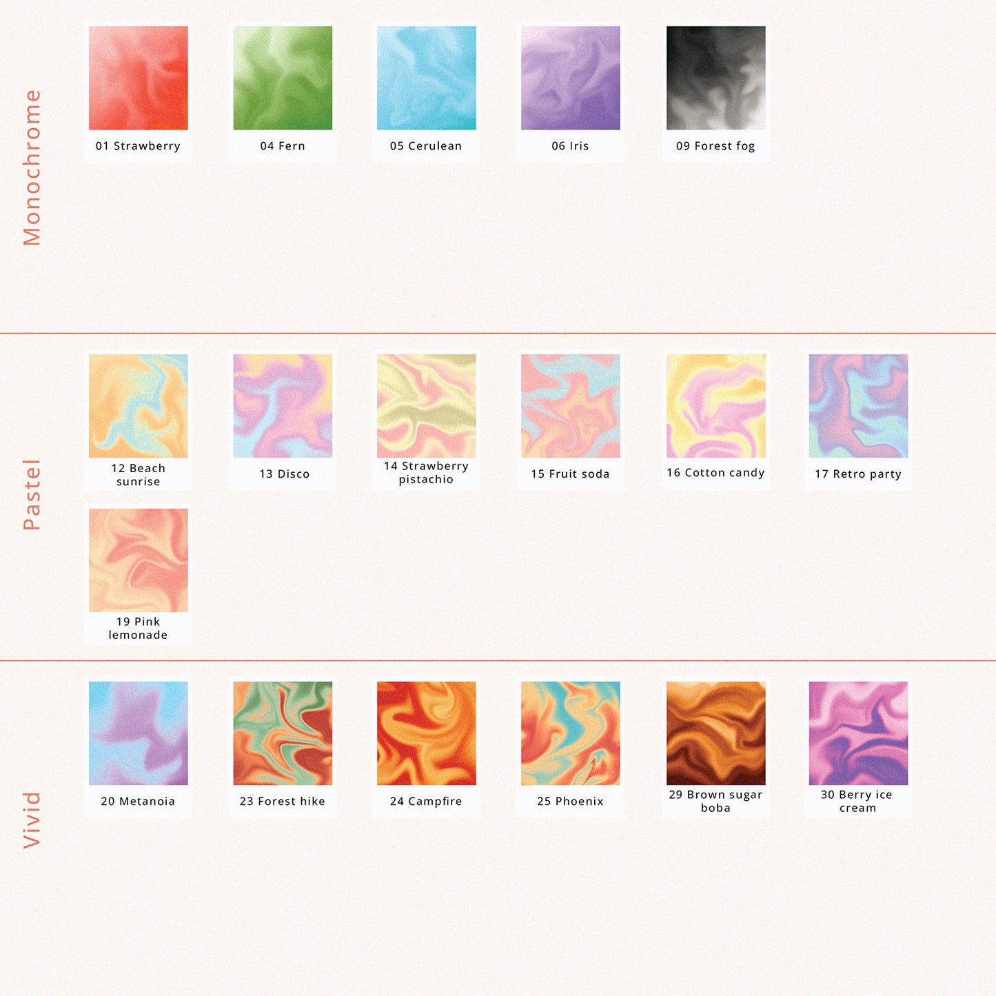 Deco sticker colorways