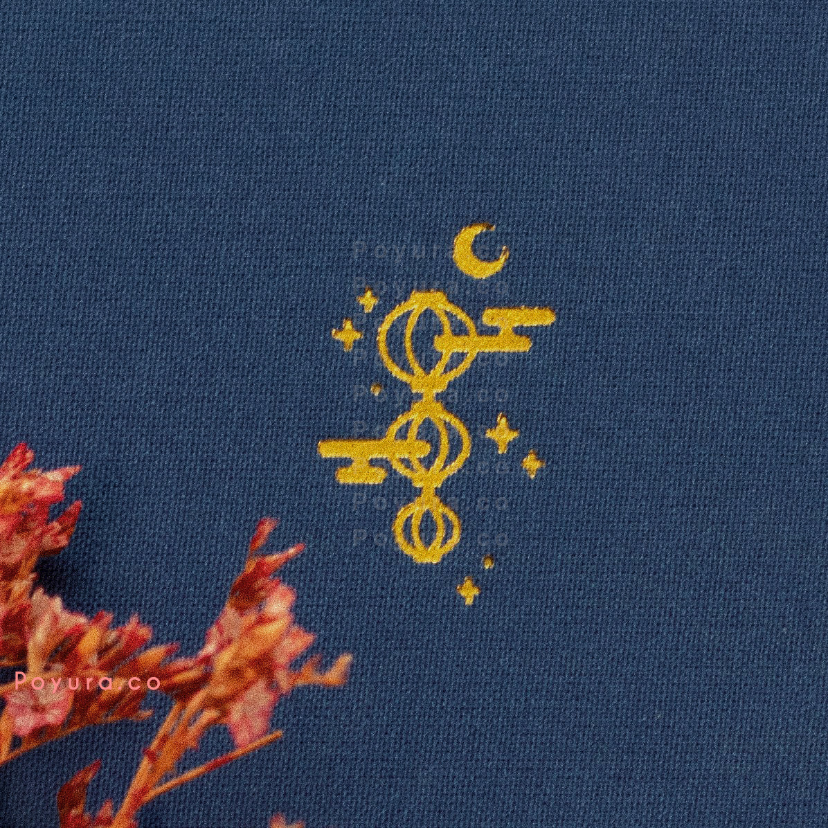 Navy blue A5 linen hardcover Asian lantern bullet journal with gold foil finish