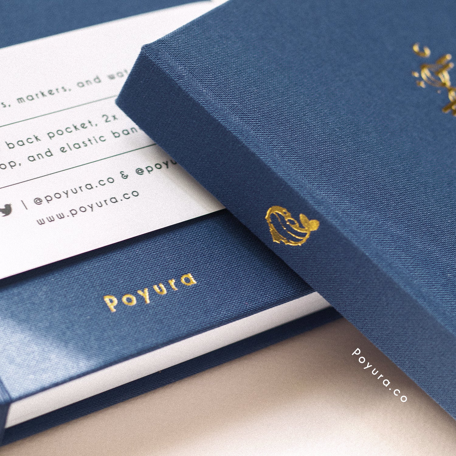Navy blue A5 linen hardcover Asian lantern bullet journal with gold foil finish