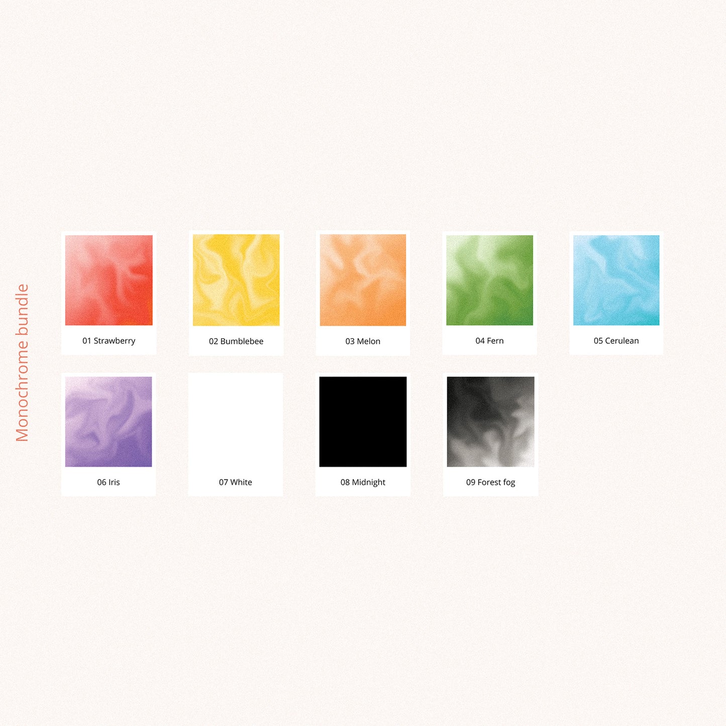 Monochrome deco sticker bundle with 9 colorways