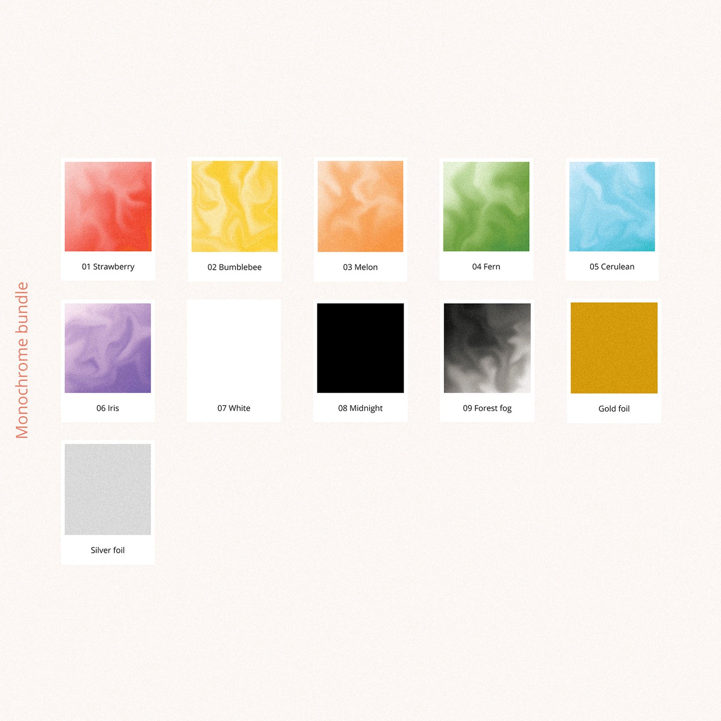 Monochrome deco sticker bundle with 11 colorways