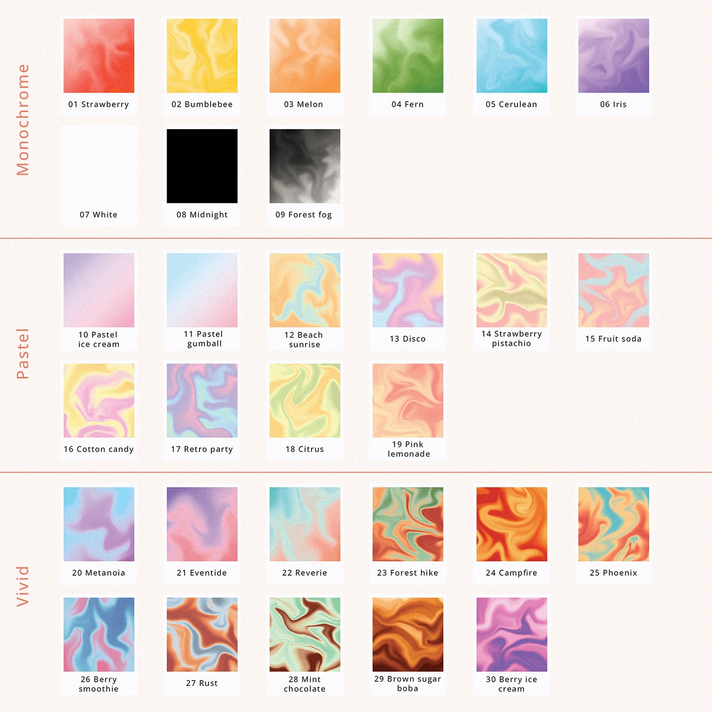 Deco sticker colorways
