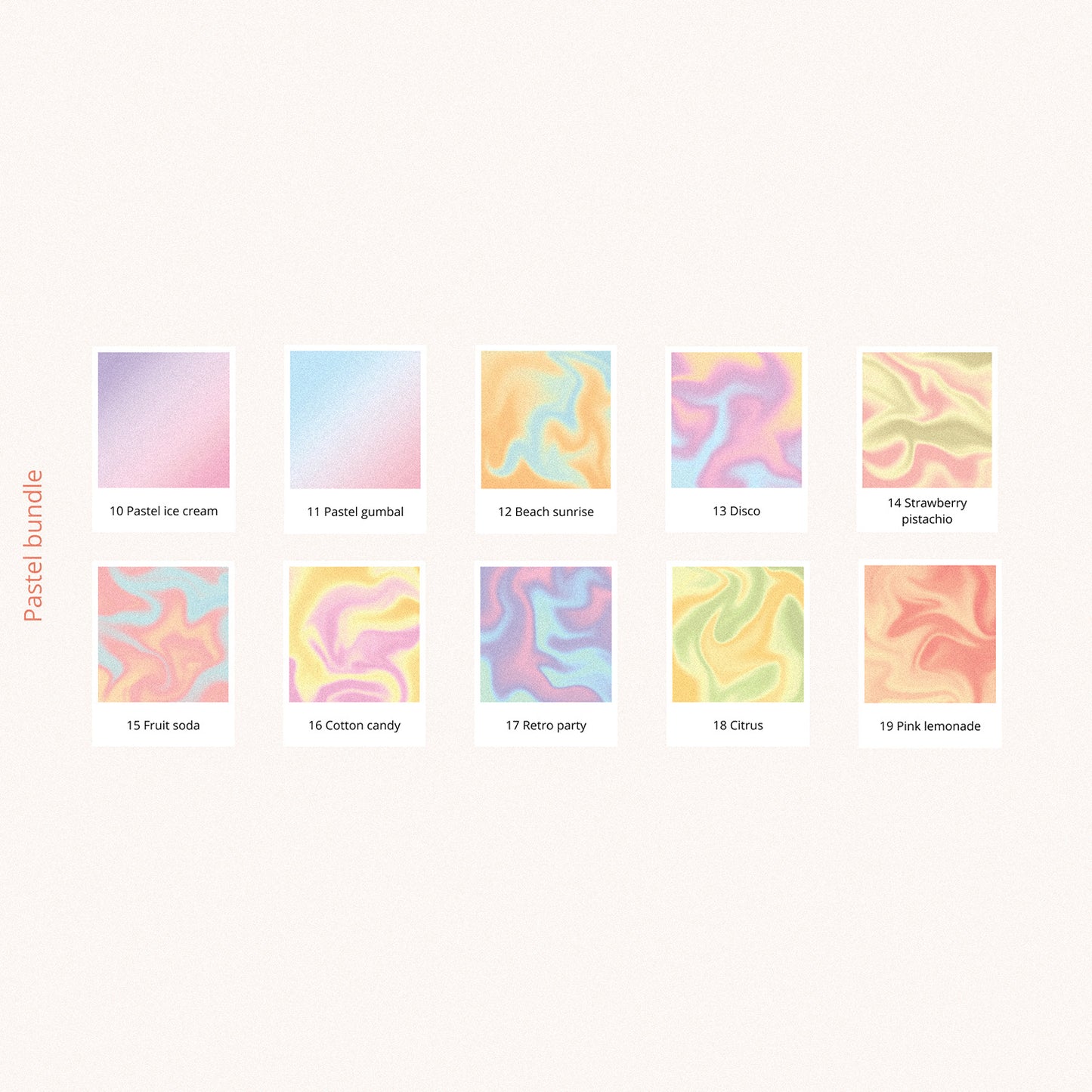 Pastel deco sticker bundle with 10 colorways