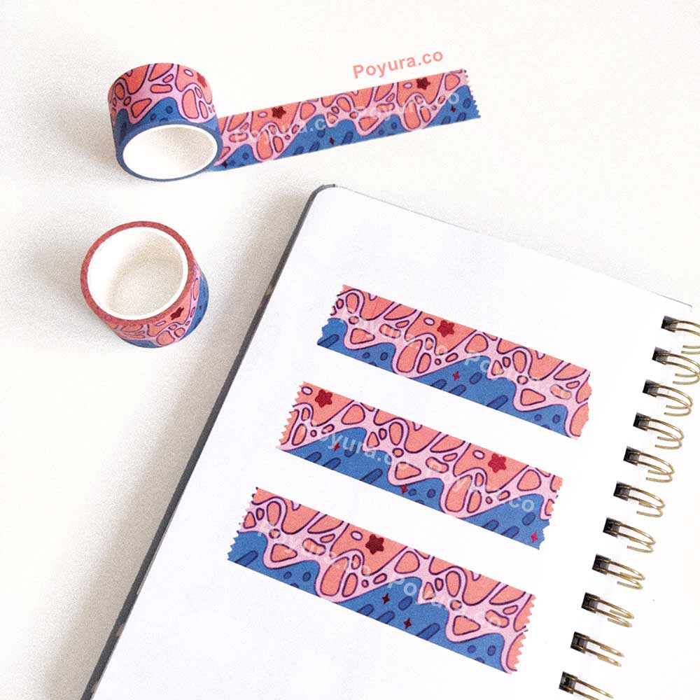 Pink sea beach washi tape with pink foil