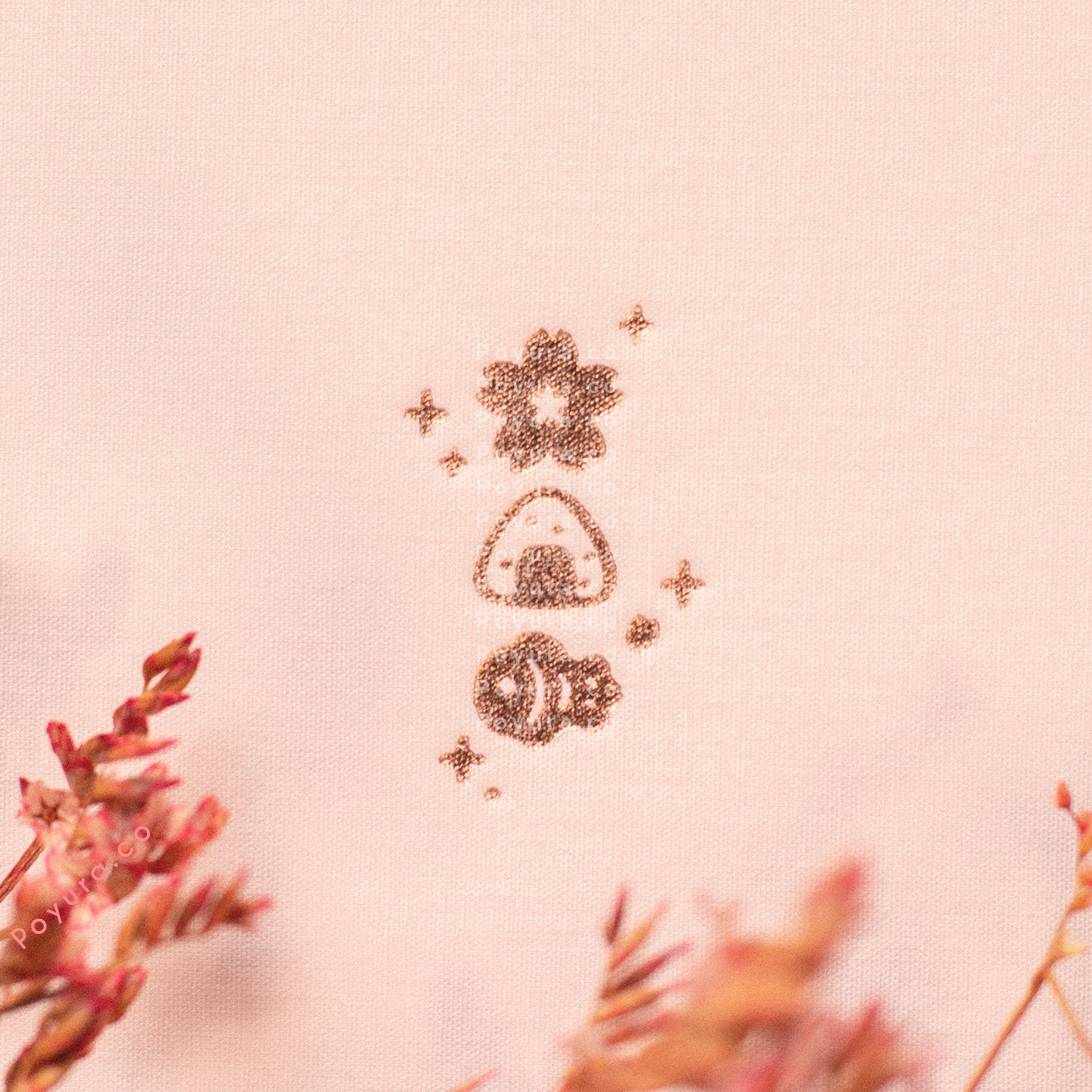 Pink A5 linen hardcover Asia oriental bullet journal with rose gold foil finish