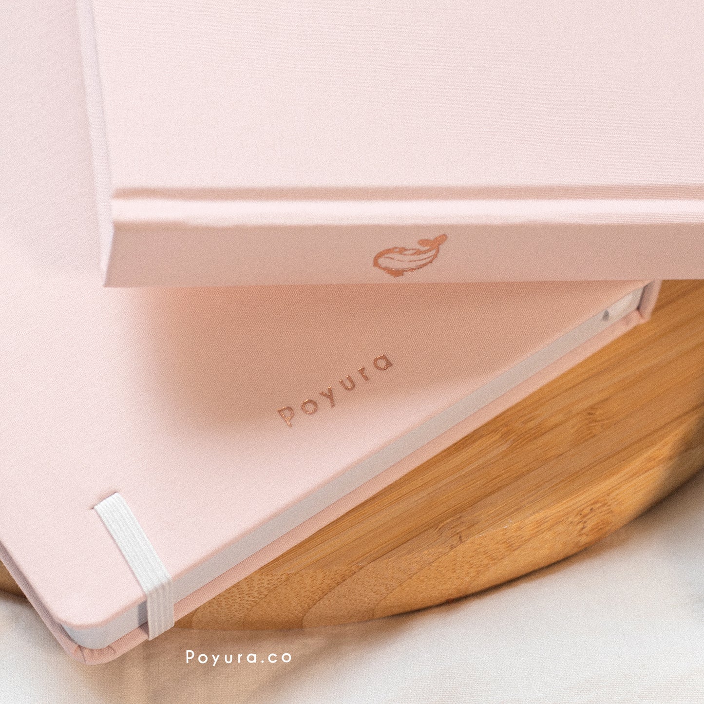 Pink A5 linen hardcover Asia oriental bullet journal with rose gold foil finish