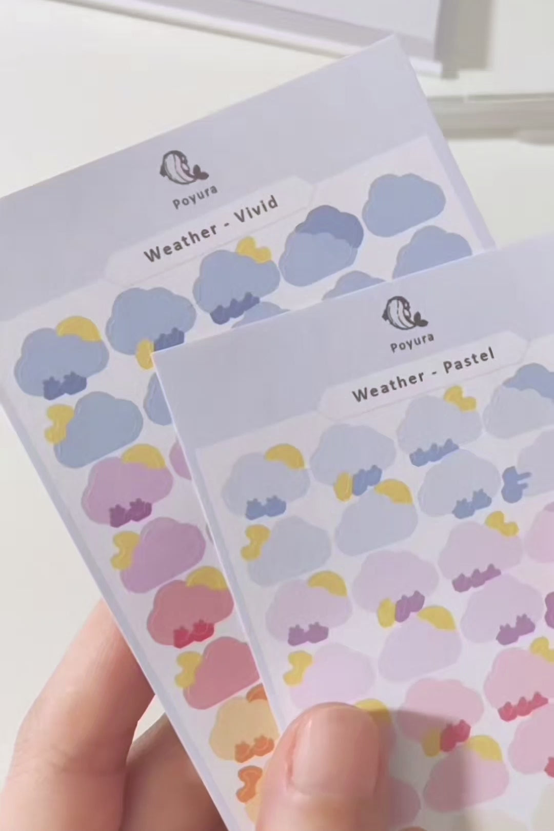 Cute cloud weather sticker in vivid and pastel colors