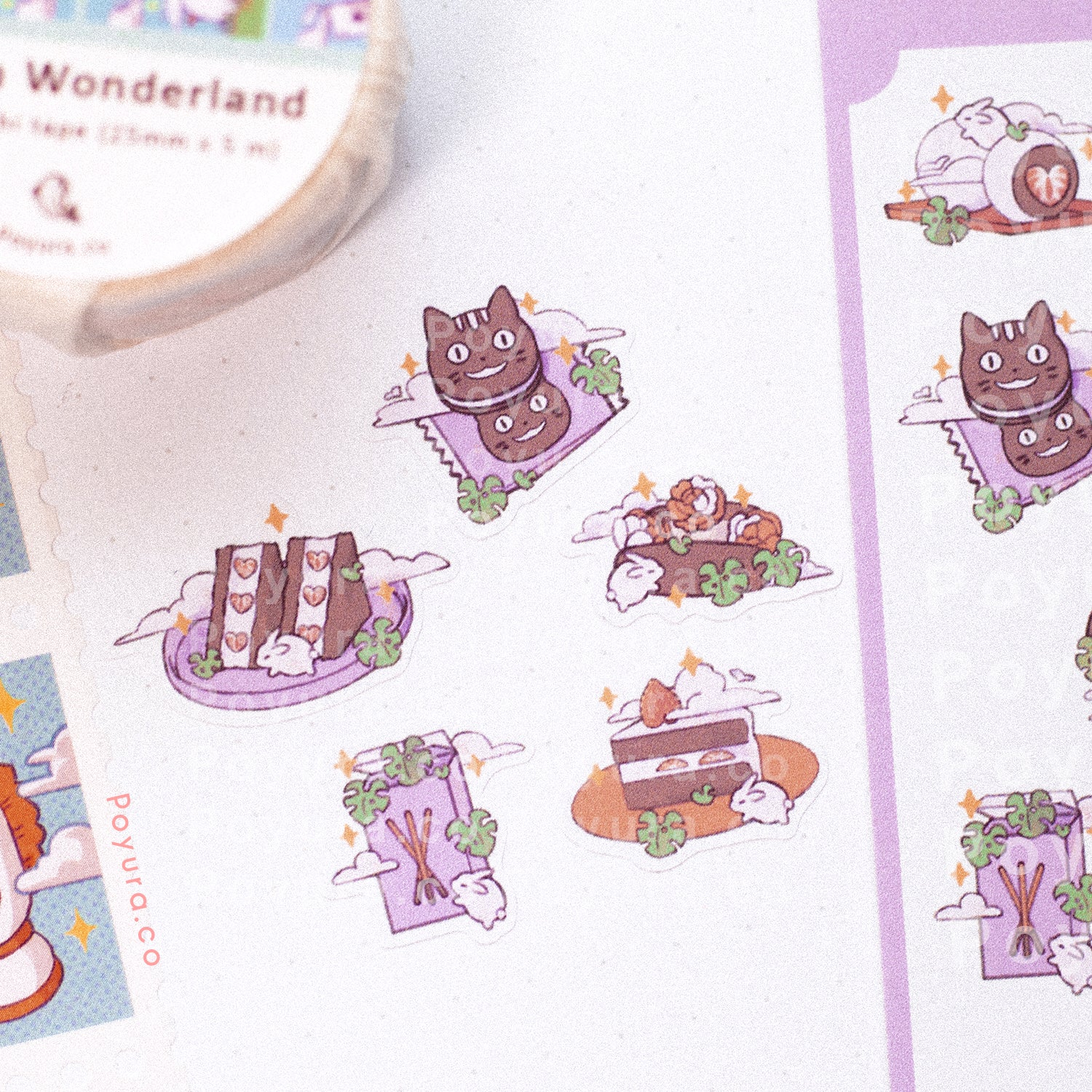 Alice in wonderland sticker sheet Japanese Korean cute aesthetic stationery polco kpop journal toploader deco mad hatter cat bunny watch playing card rose flower chess queen of heart high tea party mushroom blue