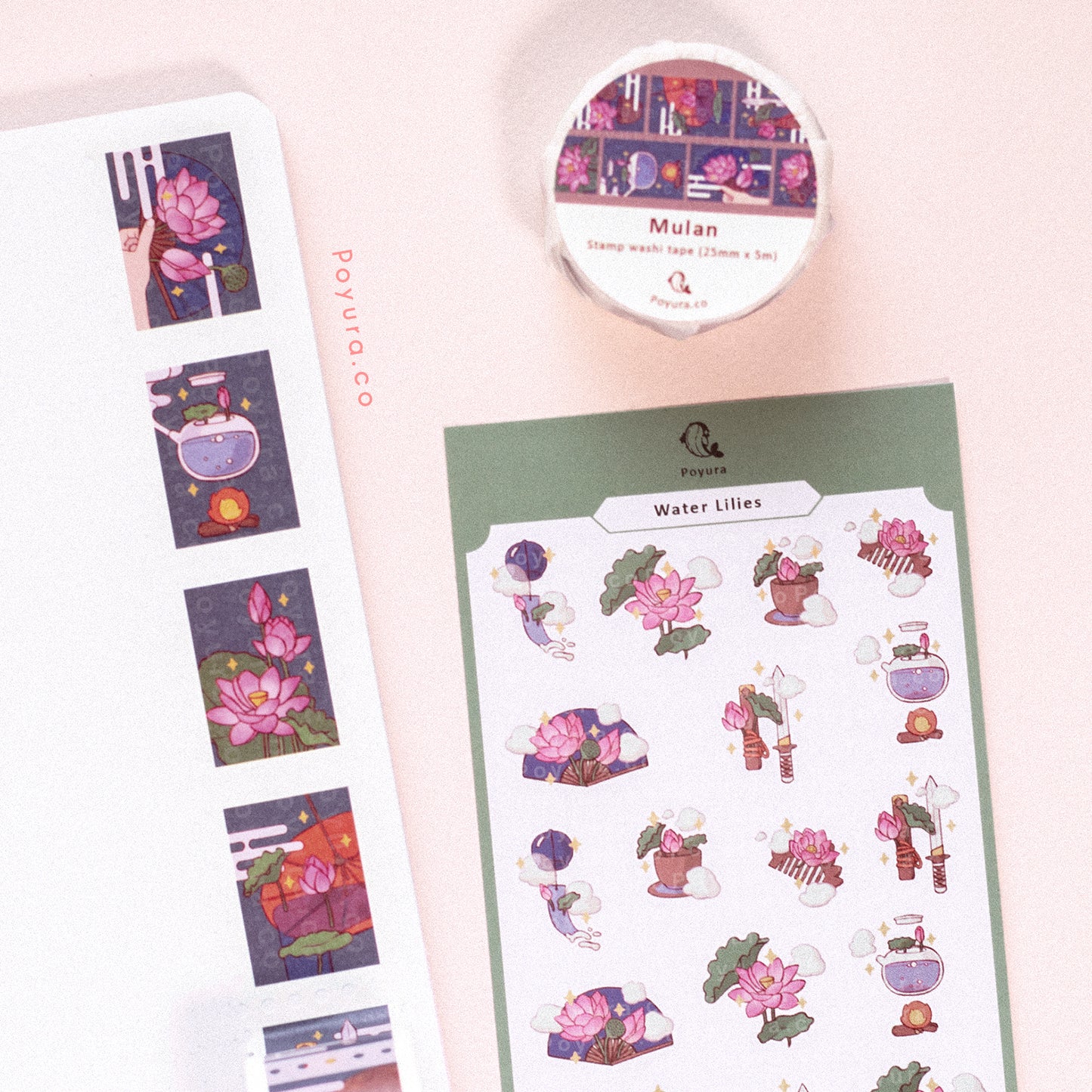 Lotus Flower Night Stamp Washi Tape
