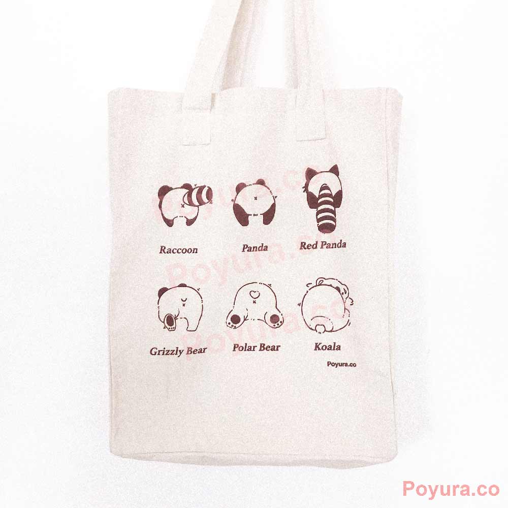 Animal Butt Tote Bag canvas grocery school bag