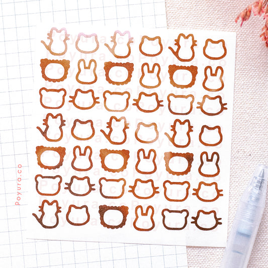 Borderless sticker with animal cutouts in different brown tints