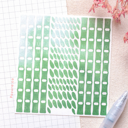 Borderless sticker with bamboo cutouts in different green tints