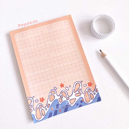 Beach waves with stars memo notepad grid