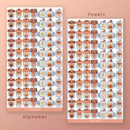 Boba Drink Alphabet Sticker Sheet