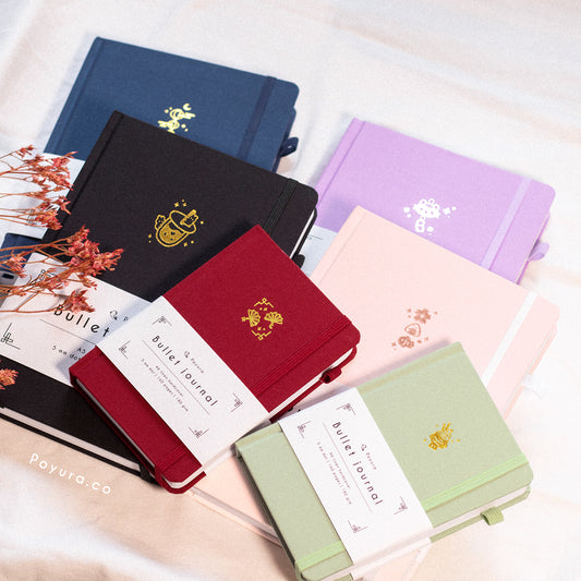 Set of 6 different colored Asia oriental linen hardcover bullet journal