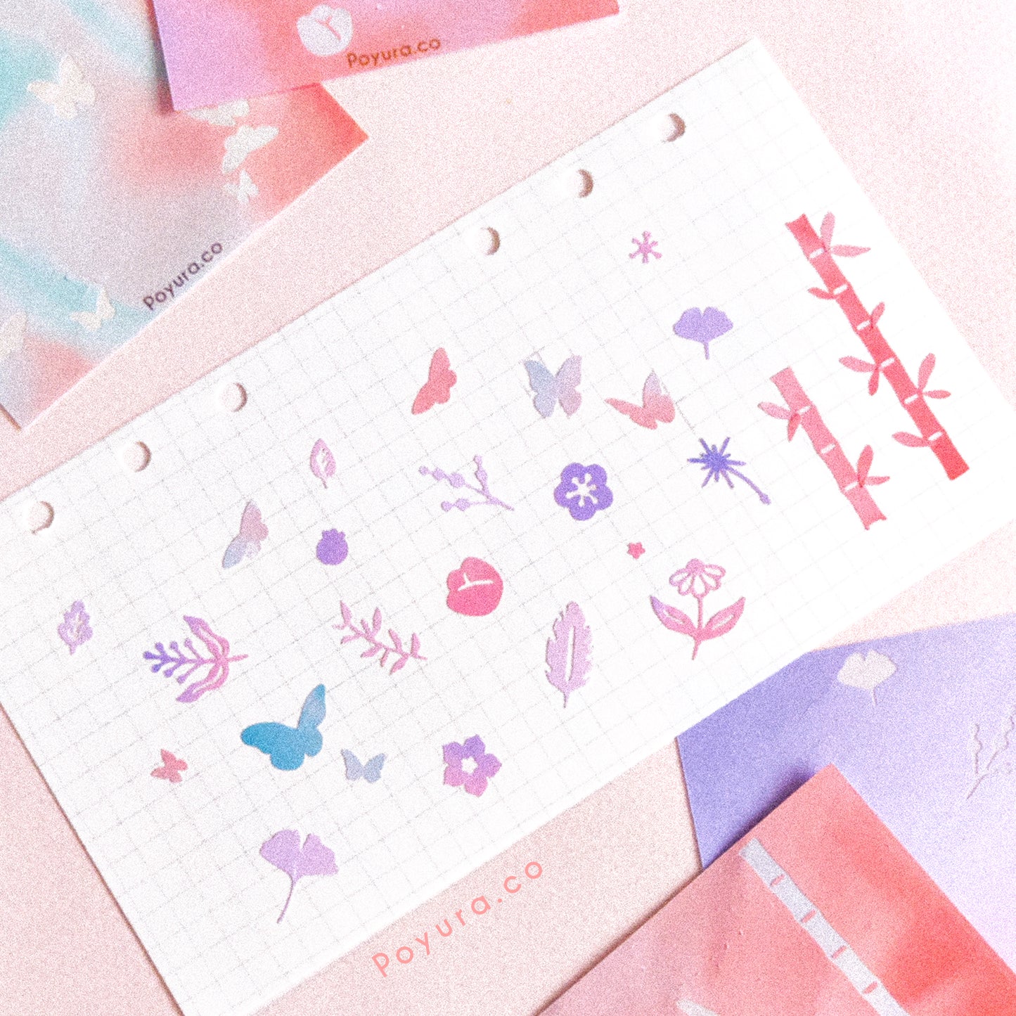 Set with butterfly garden deco stickers