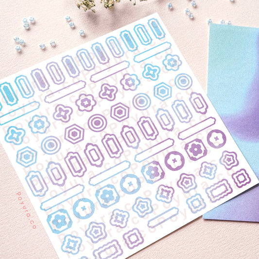 Circle rectangle square deco sticker sheet mini filler tiny small confetti deco kpop polco polariod toploader aesthetic cute bullet journal bujo planner anime diary scrapbook spread sticker sheet Japan Korean Chinese Asian Asia Oriental Lunar New Year dragon 2024 basic shape round flower floral star sparkle concentric essentials