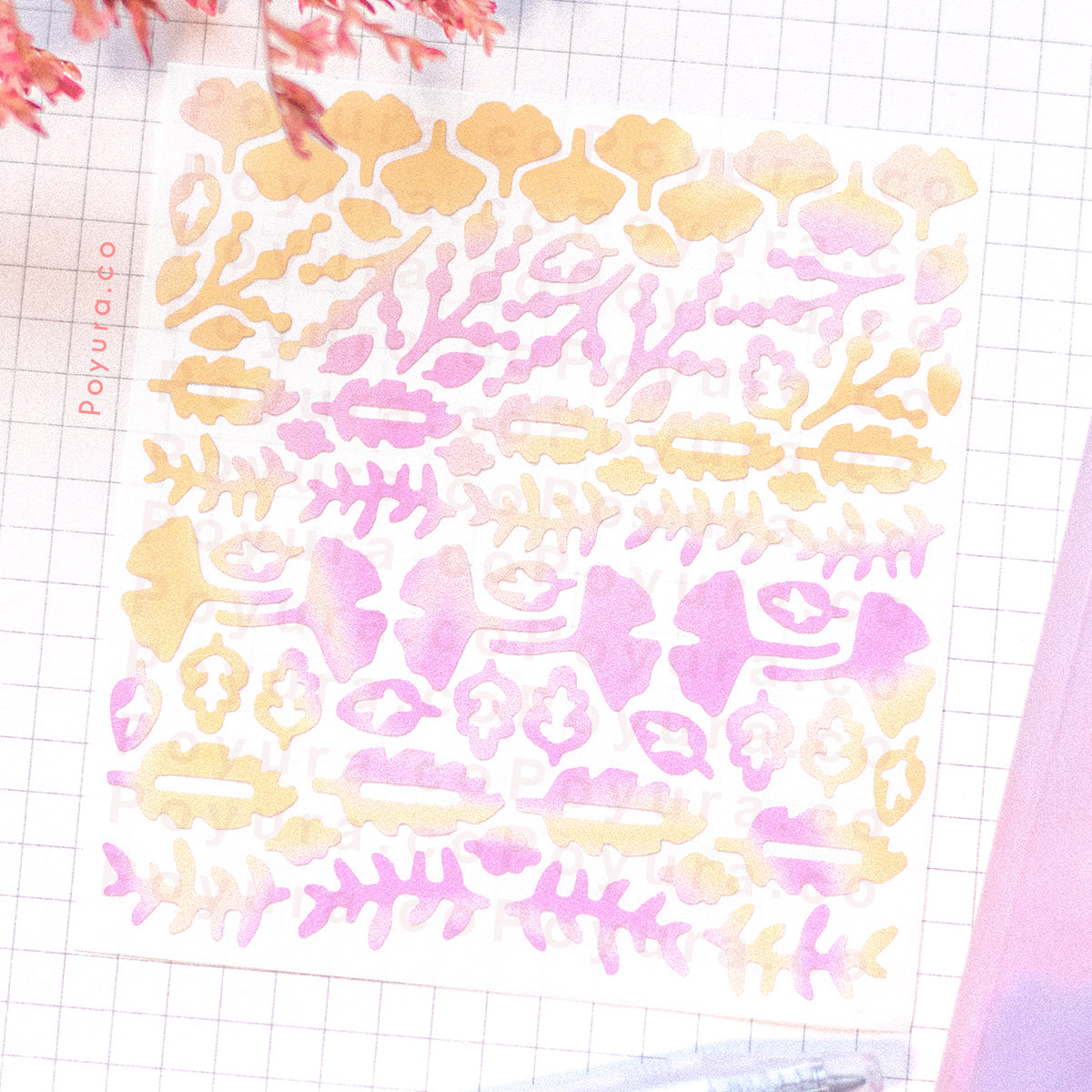 Leaves deco sticker sheet mini filler tiny small confetti deco kpop polco polariod toploader aesthetic cute bullet journal bujo planner anime diary scrapbook spread sticker sheet flower houseplant plant leaf leaves floral flower nature tree ginkgo twig fall foliage