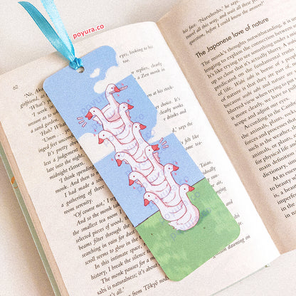 Goose bookmark in a book