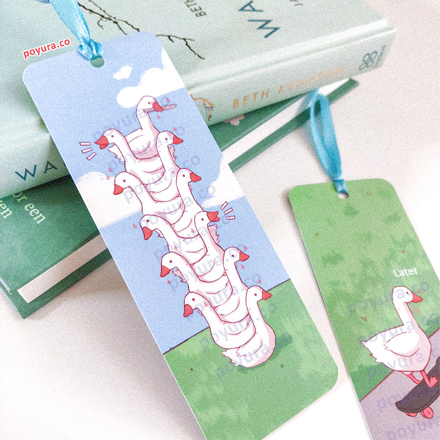 Silly skateboarding goose bookmark