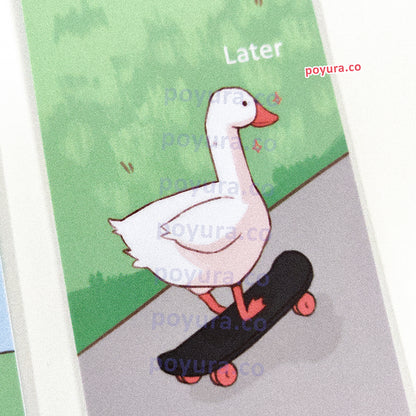 Silly skateboarding goose bookmark