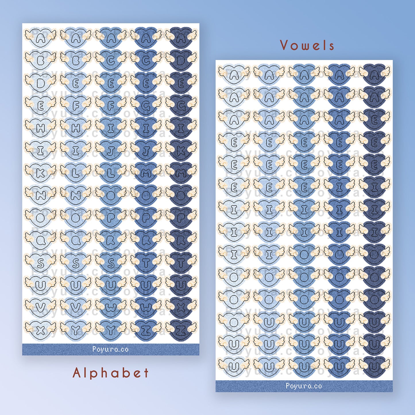 Angel Heart Alphabet Sticker Sheet