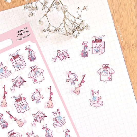 Sakura Cleaning Sticker Sheet