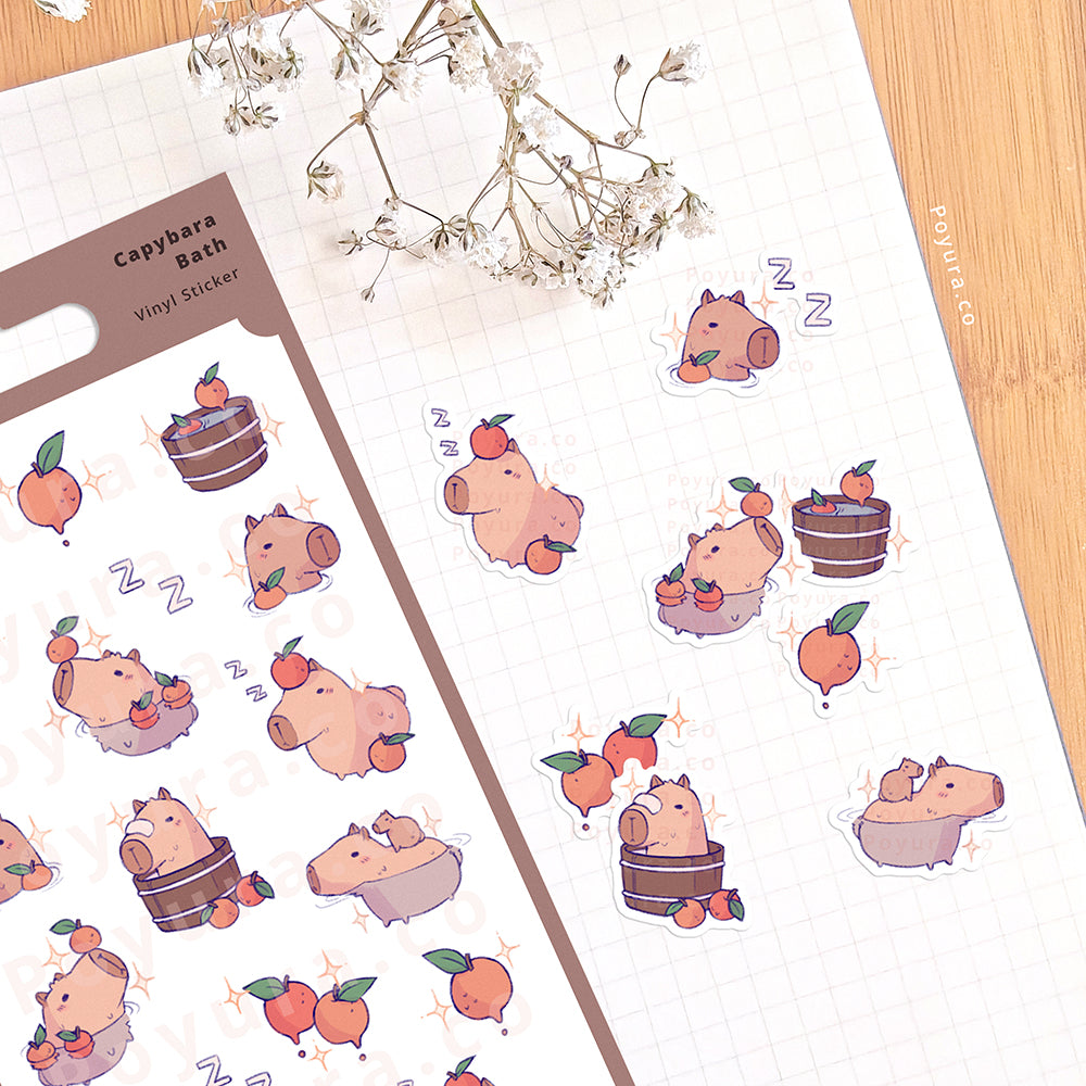 Capybara Bath Sticker Sheet