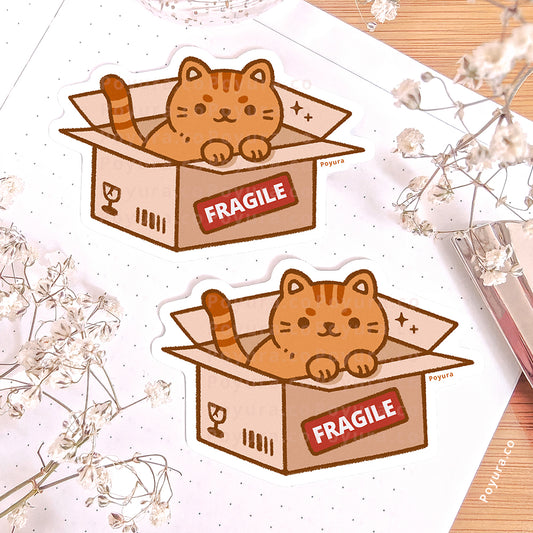 Fragile Cat Box Sticker Flake