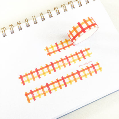 Pink yellow color grid washi tape
