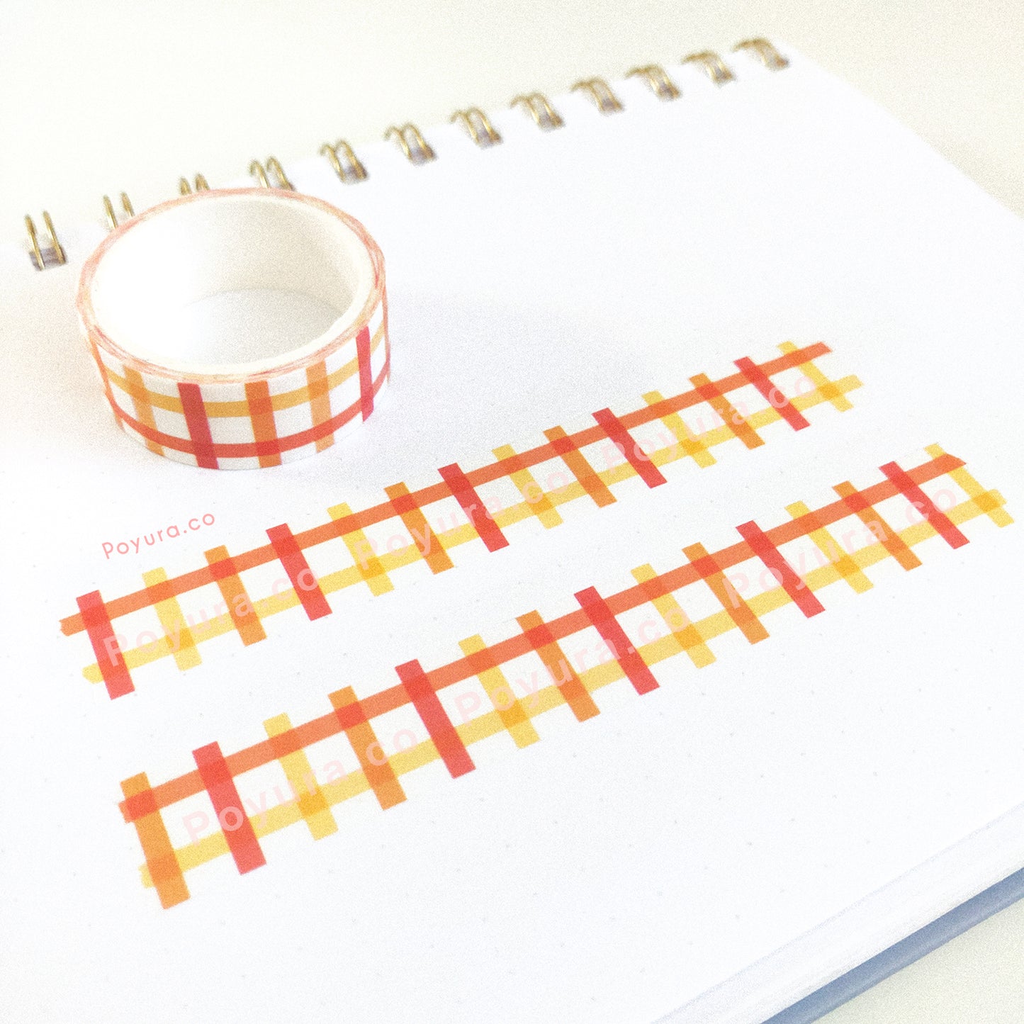 Pink yellow color grid washi tape