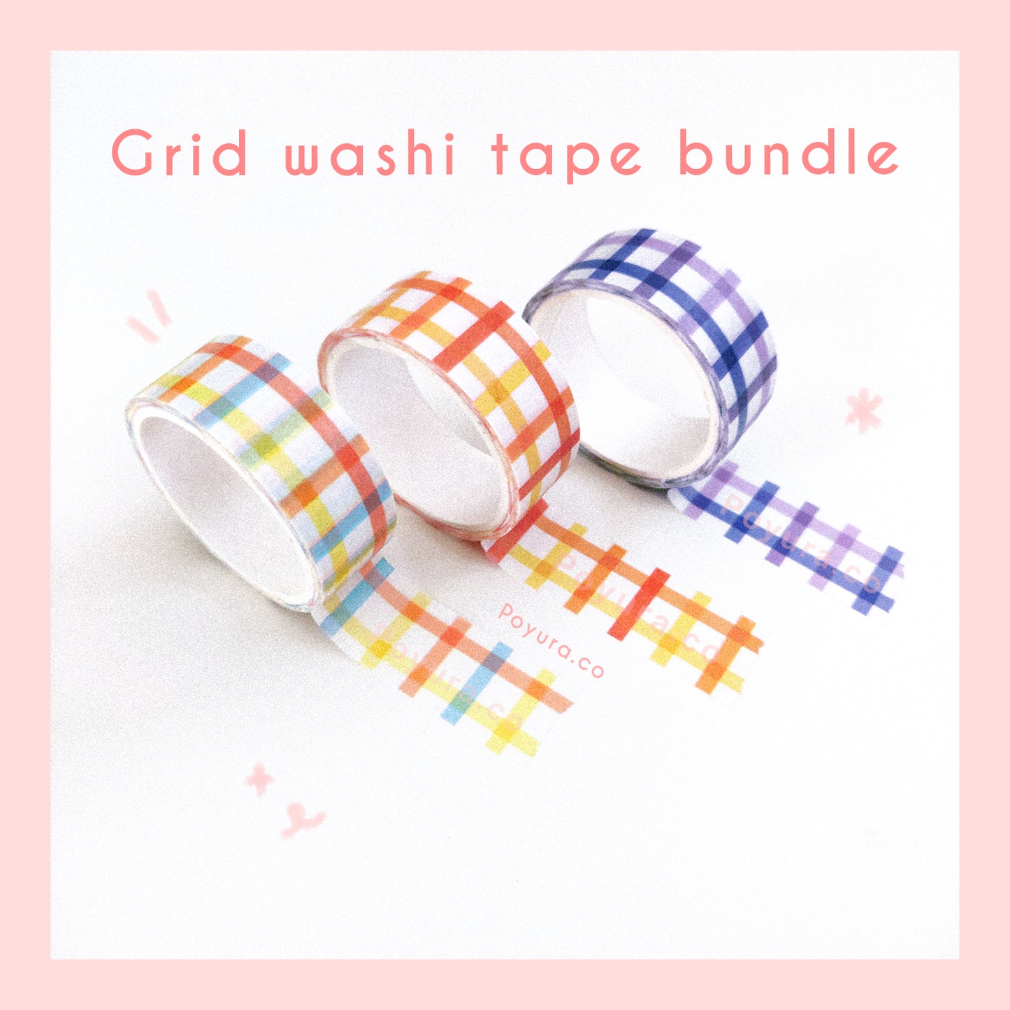 Grid washi tape bundle set