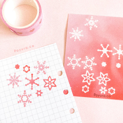 Snow deco sticker sheet mini filler tiny small confetti deco kpop polco polariod toploader aesthetic cute bullet journal bujo planner anime diary scrapbook spread sticker sheet snowflake winter wonderland holiday vacation christmas xmas new year cold cozy flower floral sun star sparkle star