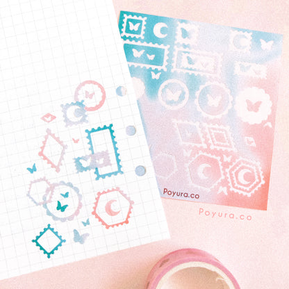 Butterfly Stamp Deco Sticker Sheet