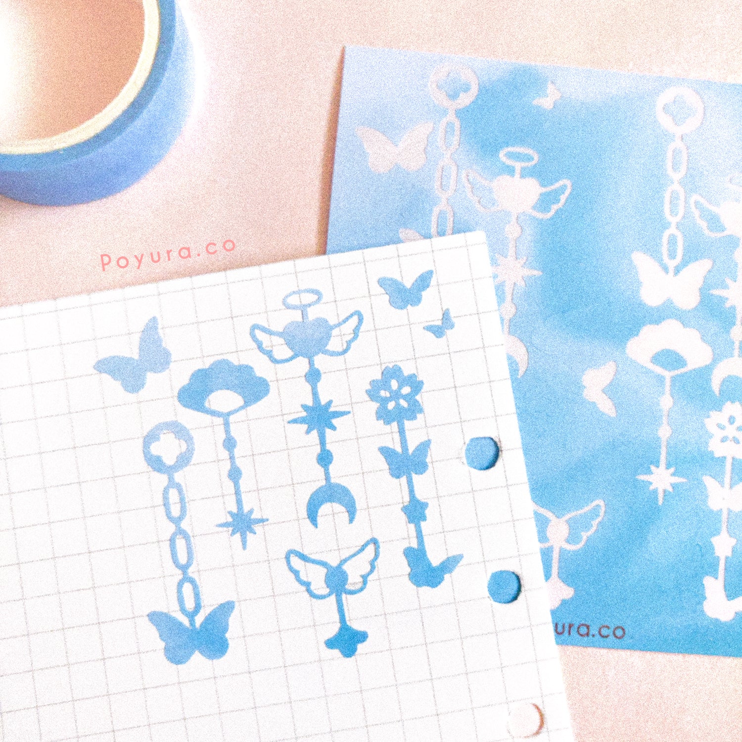 Chains & charms butterfly sparkle polco deco sticker sheet