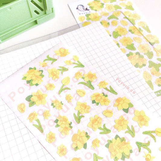 Daffodil flower floral spring polco deco sticker sheet