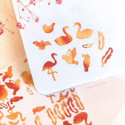 Bird animal swan lovebird flamingo dove feather parkeet cute polco deco kpop journal mini sticker sheet